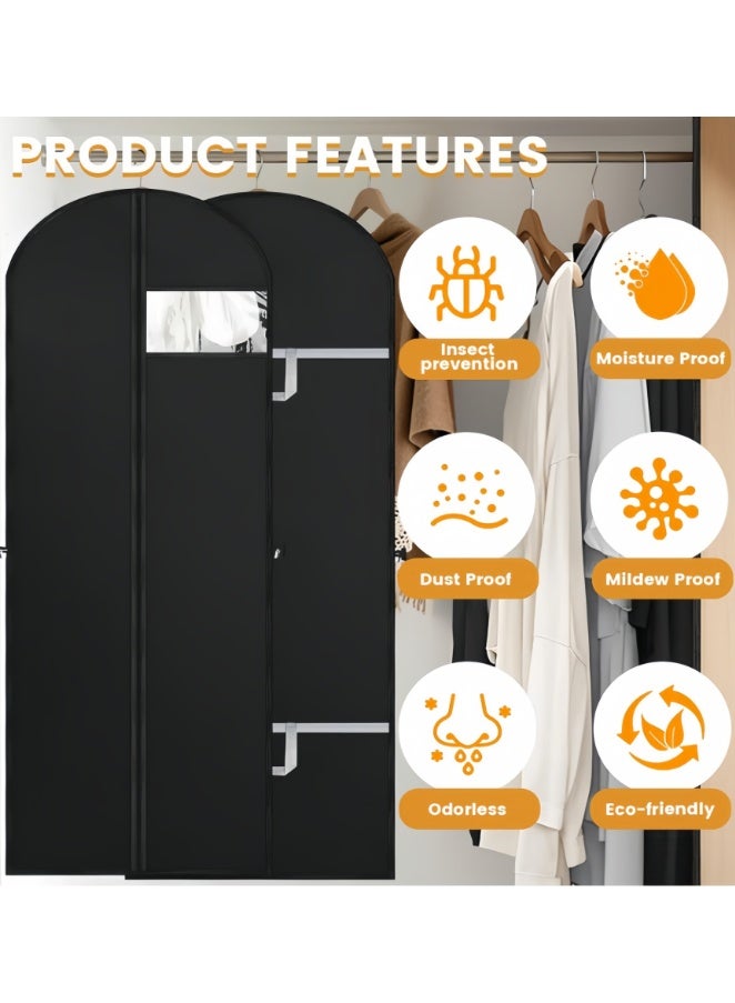 2 PCS Long Dress Bags for Gowns, Wedding Dress Garment Bag for Dresses, Long Garment Bags for Hanging Clothes & Closet Storage, Durable Travel Bag for Women (60*180CM-BLK) - Image 4